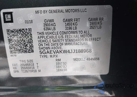 2018 Buick Enclave Essence from USA, damaged, VIN 5GAEVAKW4JJ188968